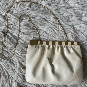 Finesse La Model Vintage Ivory Snakeskin Leather Convertible Clutch Shoulder Bag